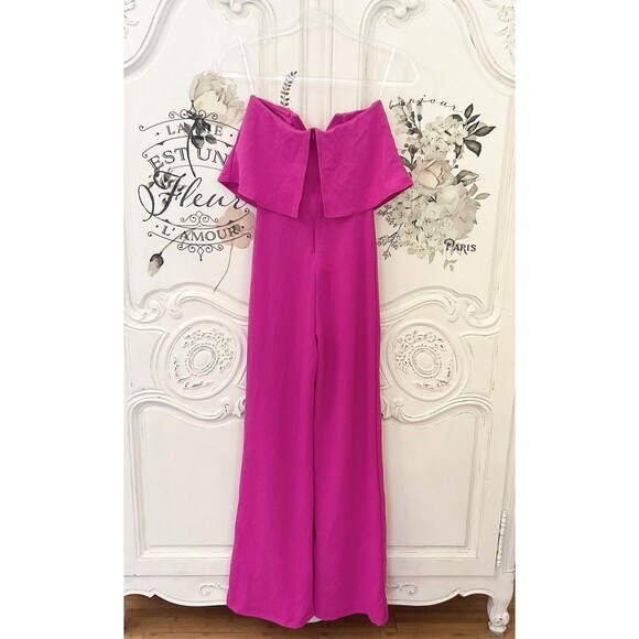 Lulus Power of Love Jumpsuit Women's XS Magenta Strapless NWOT - Picture 12 of 14